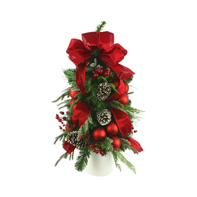 Johane Holiday Tree Centerpiece with Hydrangea and Bows