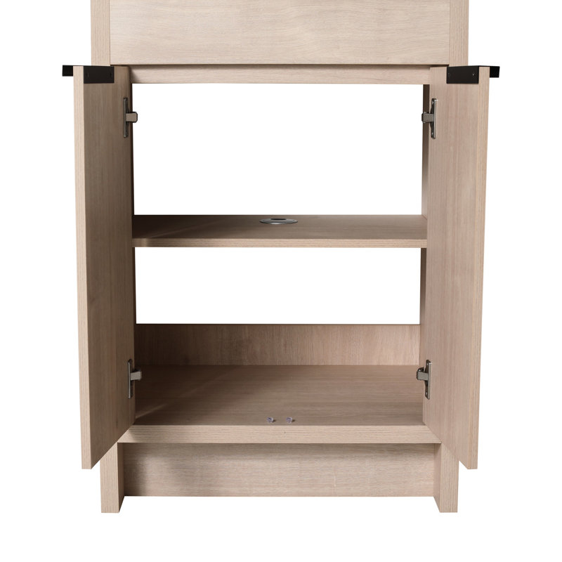 Armoire de salle de bain autoportante de 24 pouces avec lavabo en résine et portes à fermeture douce - meuble-lavabo moderne 24 po