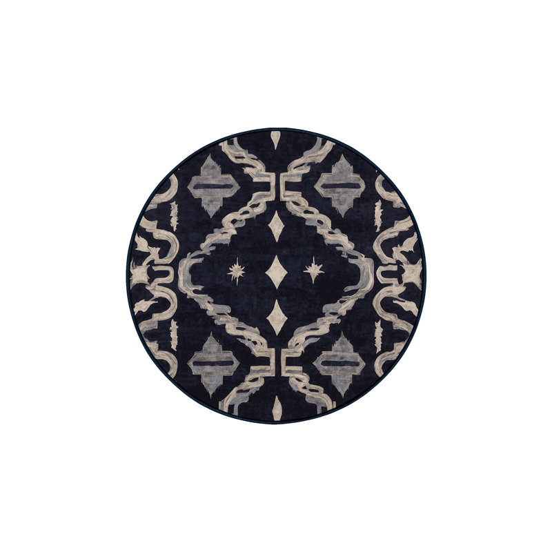 Tapis mauve soyeux et moelleux, Rond 4 pi