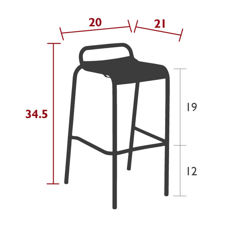 Luxembourg Outdoor Bar Stool, Anthracite