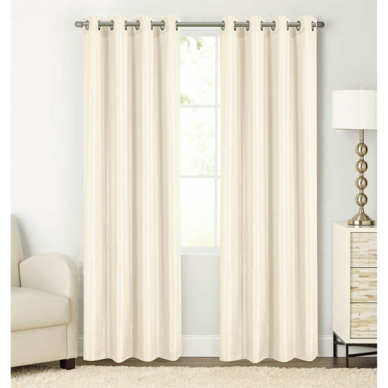 Baragrey Window Curtain With Grommets 90", Beige