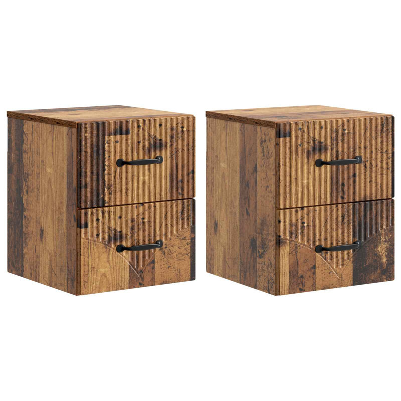 34.5cm W Manufactured Wood Bedside Table, Old Wood