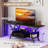 3-Tier TV Stand with Power Outlets for 65” TVs, LED Lights & Remote Storage Shelves-417280270