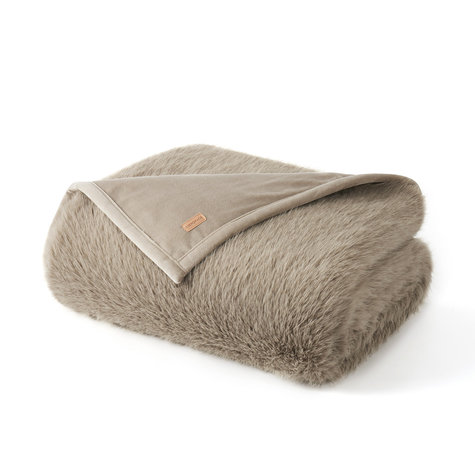 Luxe Faux Fur Throw Blanket, Natural Mink, Throw