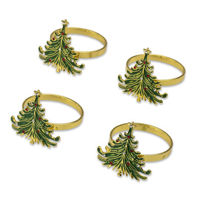 Ronds de serviette en forme de sapin de Noël Jussuf (lot de 4)