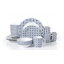 16pc Blue Geo Dinner Set