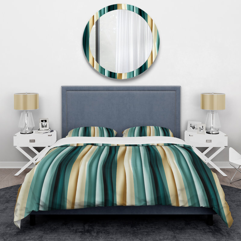 Ensemble de housse de couette Whispers Of Luxury Striped Pattern, Housse de couette simple + 1 taie décorative stan