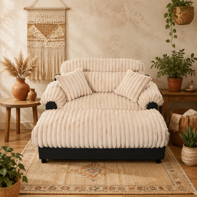 Canapé méridienne moderne de 62 pouces, modèle Cloud, revêtement en peluche confortable avec deux coussins décoratifs pour le salon