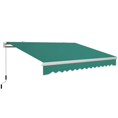 Auvent de patio rétractable, abri pare-soleil 13 pi x 8 pi avec manivelle pour terrasse, balcon, cour, vert