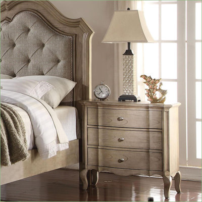 Table de chevet à 3 tiroirs de style campagne antique noir