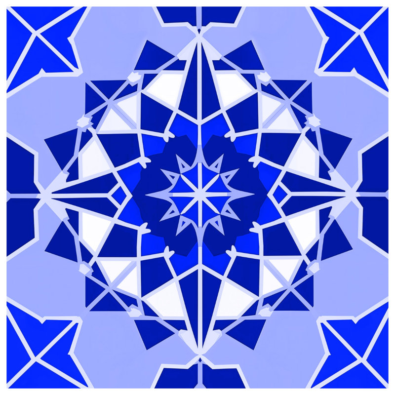 Tapisserie murale mandala géométrique bleue - Mandala, H 50 po x l 60 po avec 4 œillets