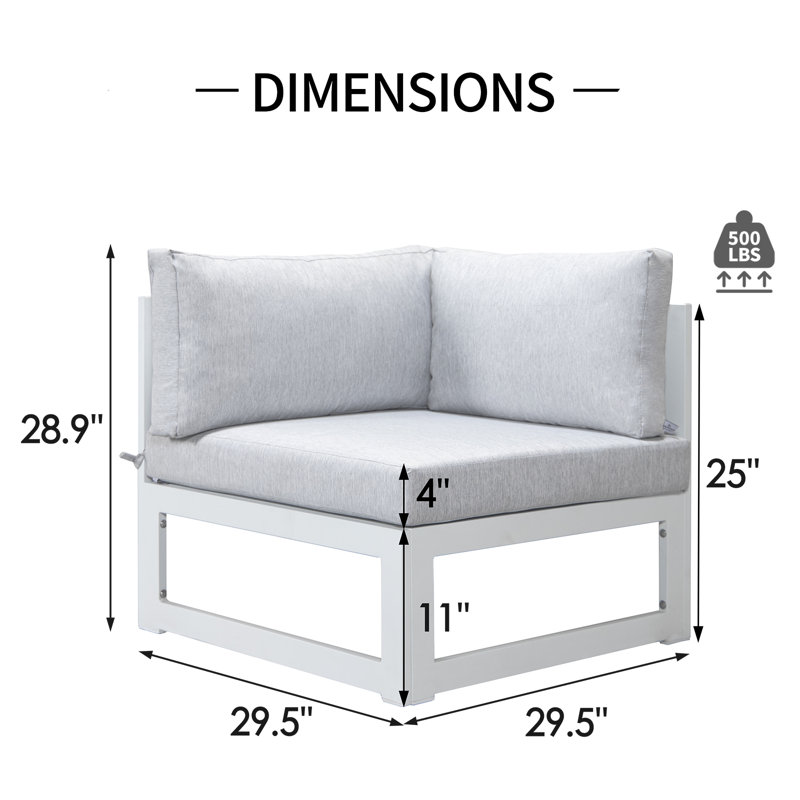 Chaise longue d'extérieur en aluminium avec coussins, Gris clair, Blanc