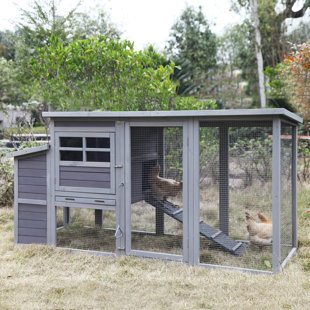 Chicken Coop Large Chicken House With Run Wooden Poultry Cage With Nesting Box,large Opening Roof