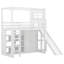 Lit mezzanine simple avec garde-robe et tablettes de rangement, structure de lit mezzanine en bois avec glissoire et DEL