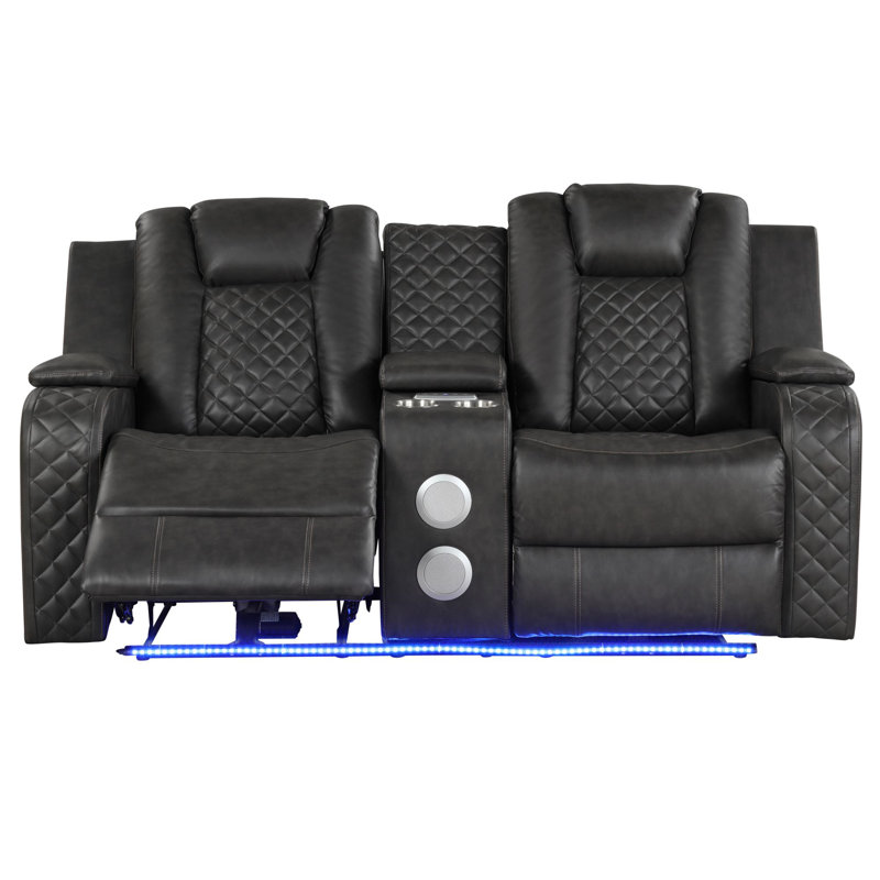 Causeuse inclinable en faux cuir 73 po Senol, Similicuir noir