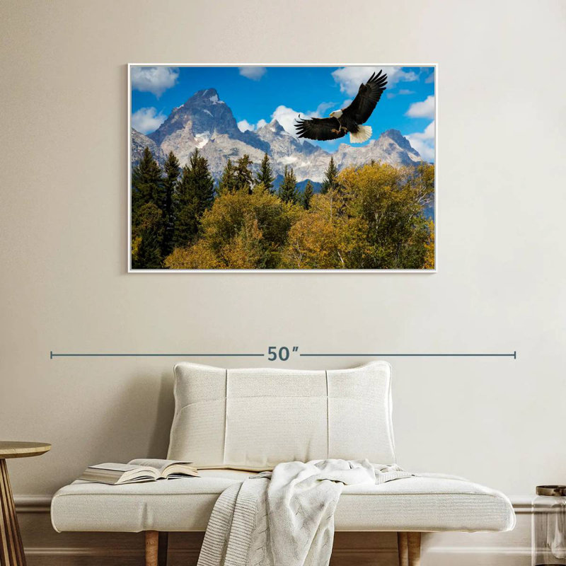 Grand Teton Eagle, Cadre flottant blanc, 40 po x 27 po