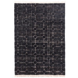Breezeblock Geometric Hand-Loomed 5'5" x 7'6" Jute/Cotton Area Rug in Midnight
