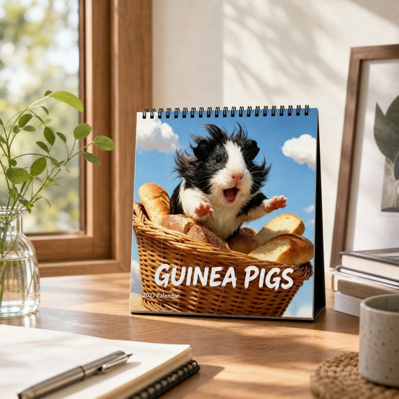Calendrier mural cochon d'Inde 2027 calendrier mural 12 mois cochon d'Inde mignon calendrier mural thématique pour les décorations de bureau à domicile