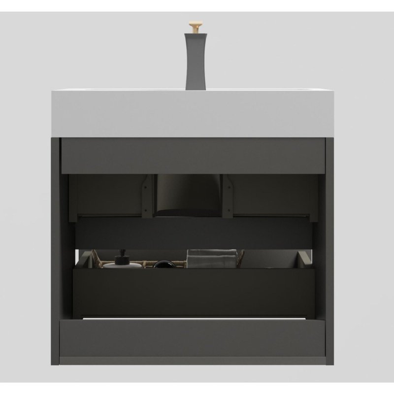 Meuble-lavabo 24 po avec lavabo, Blanc, Gris