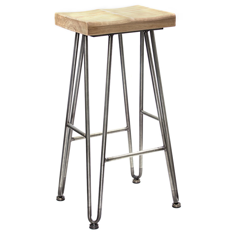 Tabouret de bar Belma en bois rustique avec structure en métal - H 30,5 po