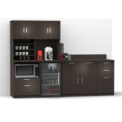 Buffet Sideboard Kitchen Break Room Lunch Coffee Kitchenette Cabinets 4 Pc Espresso – Factory Assembled (Furniture Items Purchase Only) -  Breaktime, 3011