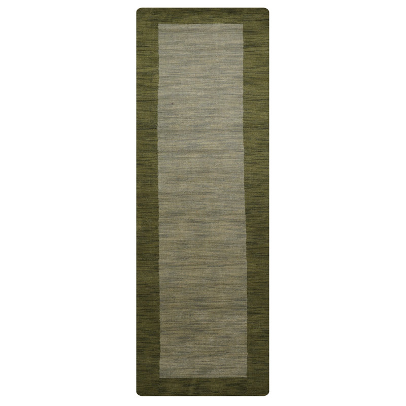 Kenshawn Hand Knotted Loom Wool Eco-Friendly Area Rugs - Runner, Green Color, Contemporary Modern Design, High Pile Thick Handmade Anti Skid Area Rugs for Living Room, Bed Room