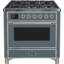 Cuisinière à double combustible 36 pouces avec 6 brûleurs scellés (porte vitrée) ILVE Majestic II Series-48345136-48345162