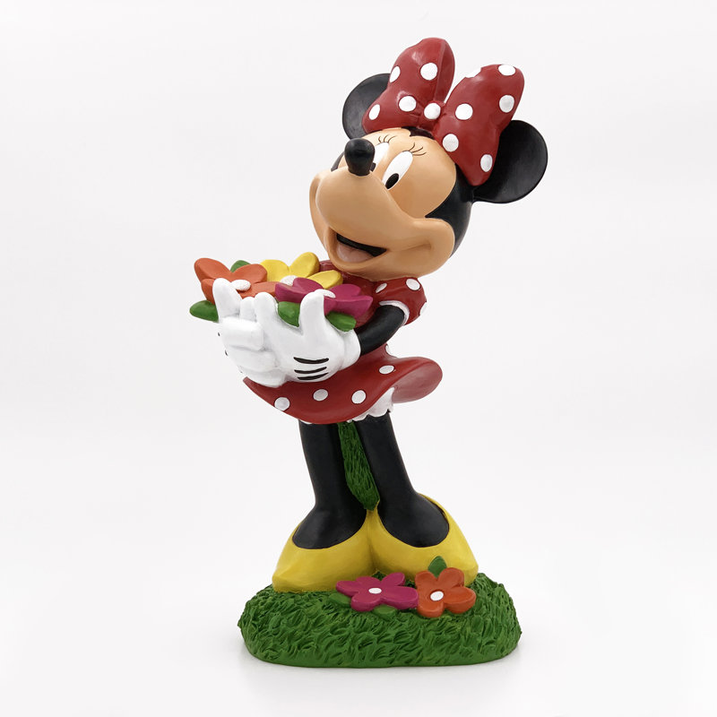 Disney Minnie Mouse Hand-Painted Cast Stone Resin Garden Statue, 14 Inches Tall