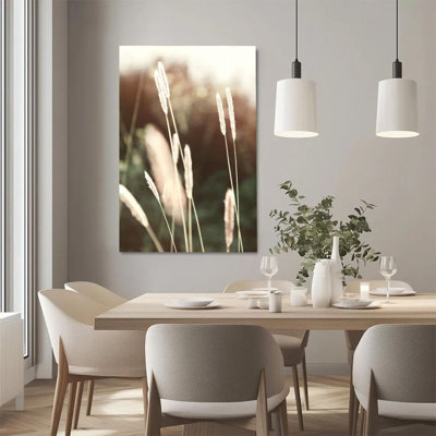 1Pc Framed Canvas Poster Print Reed Flower Tassels, Natural Light and Shadow, Soft Focus Impression Style Wall Art Decor, Perfect for Room Decor Livin
