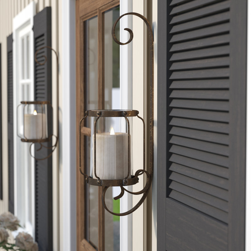 Applique murale en fer et verre tall