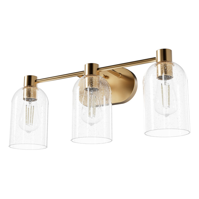 Hunter Lochemeade 3 Light Vanity Wall Light Fixture, Clear, Gold