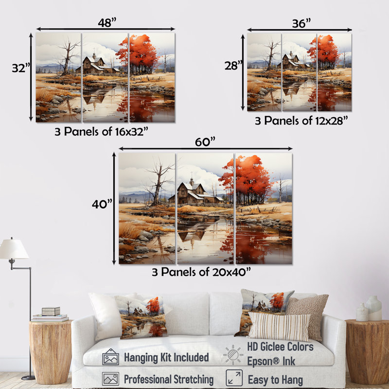 Ensemble de décorations murales Peaceful Barnyard Landscape II - Farm, H 28 po x l 36 po x P 1 po