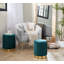 Ensemble de repose-pieds gigognes en métal doré et velours bleu sarcelle-2137579913