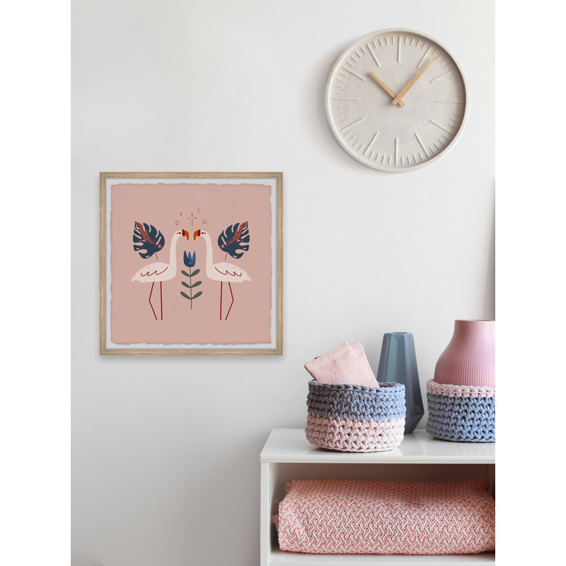 «Flamingo pair», reproduction encadrée, H 12 po x l 12 po x P 1,5 po