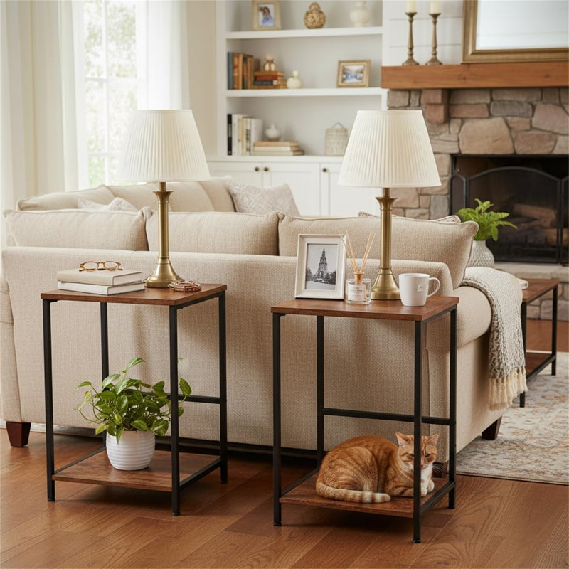 Side Table Set, Rustic Brown