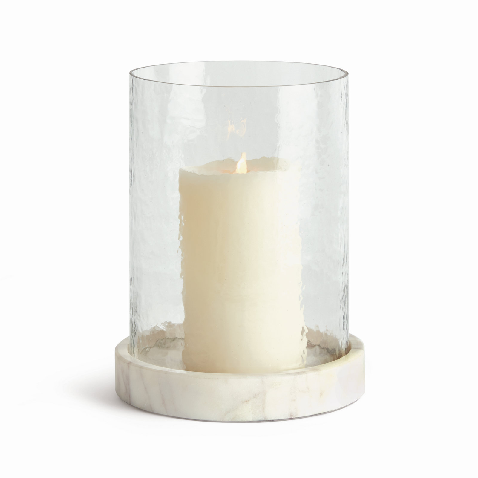 Ardenne Marble Tray Hammered Glass Hurricane in Gray/White, 10" H x 8" W x 8" D