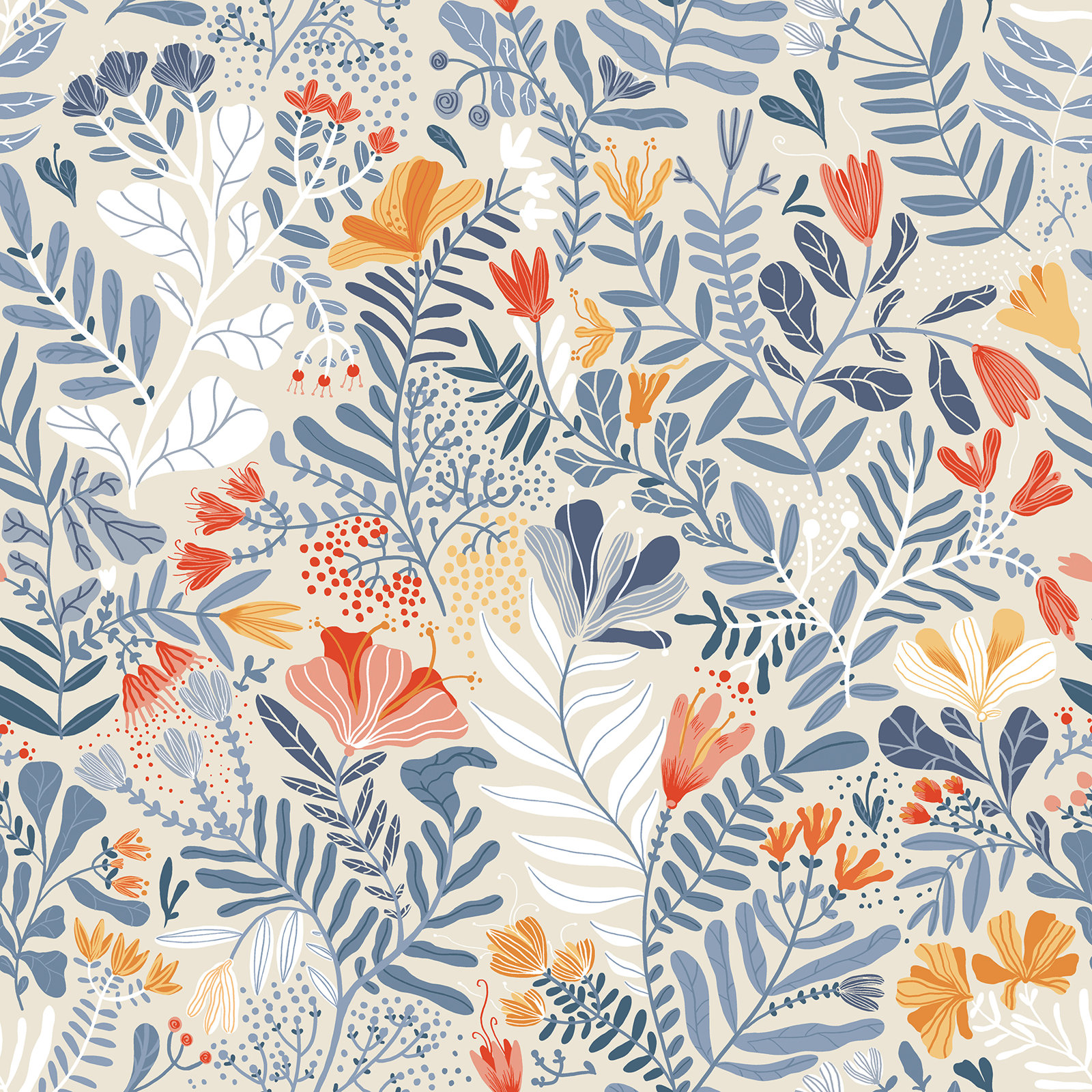 Ackworth Floral Roll, Light Blue