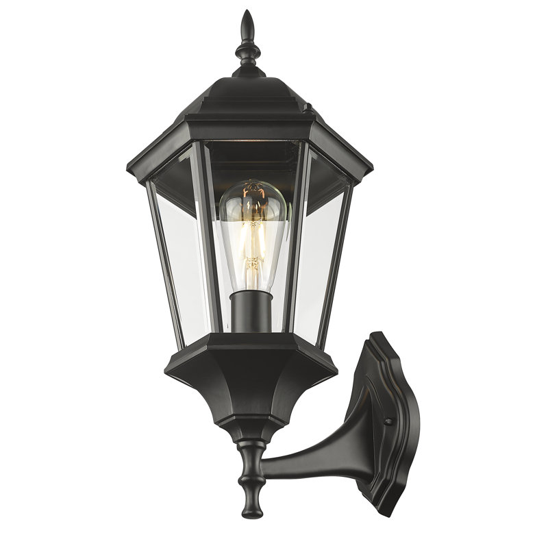 Lanterne murale d'extérieur biseautée H 20,5 po Howa, Noir mat, Verre biseauté transparent