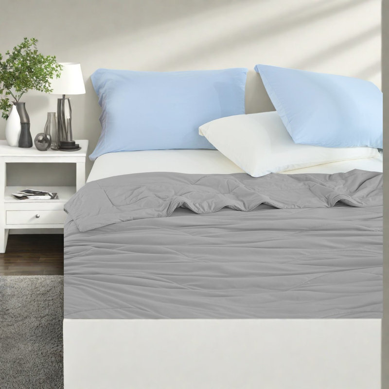 Cooling Bedding Sets, 90x90 Nylon Comforter, Modern Gray For Home