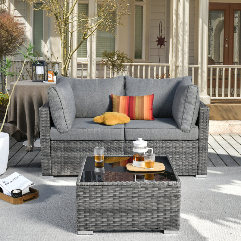 Causeuse d'extérieur avec coussins 58,26 po Emilia, Gris