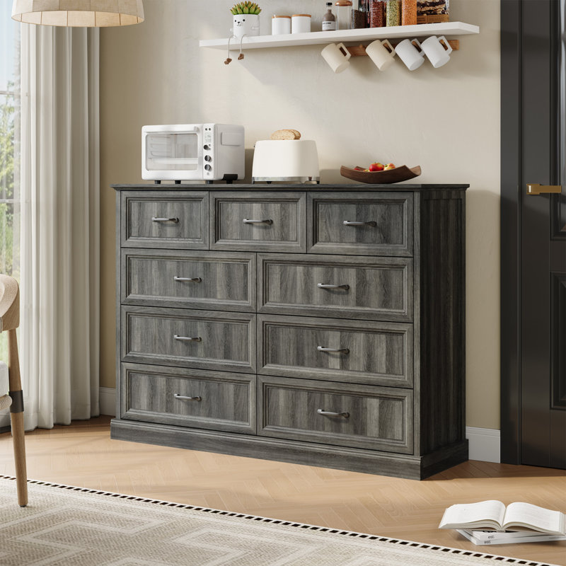Commode 9 tiroirs H 55,1 po Hava, Gris