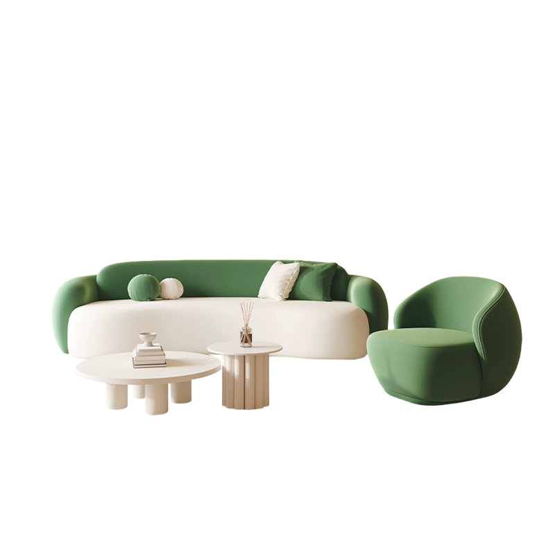 Simple curve two-colour sofa tea table combination