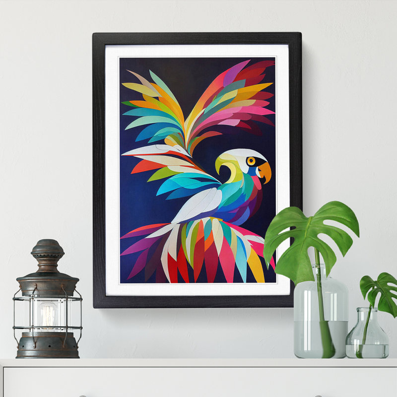Cockatoo Geometric - Single Picture Frame Print, Black Framed, 64cm H x 46cm W