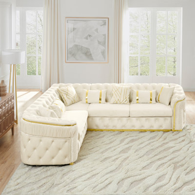 Canapé modulaire luxueux en velours Chesterfield