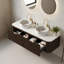 Meuble-lavabo flottant mural 60 po avec 2 lavabos ronds en céramique et 2 tiroirs-728333924
