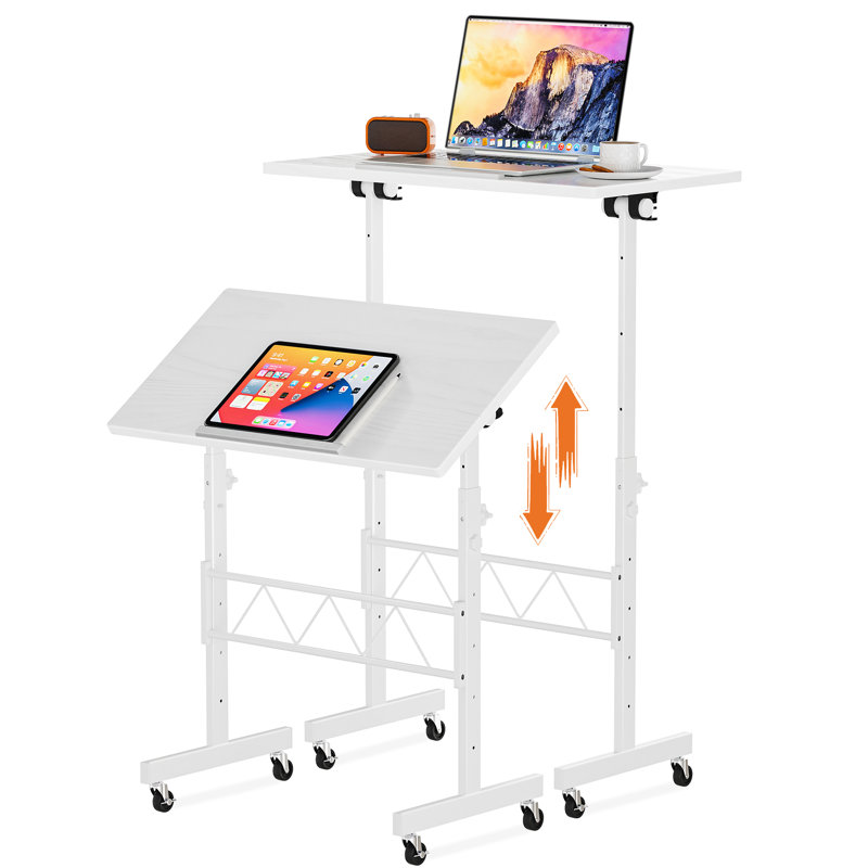 standing desk Adjustable Height & Tiltable Tabletop, Small Mobile Computer Table for Laptop, Portable Home Office Desk for Stand Up Work and Walking Pad Treadmill, Height 30.7"-46.4"