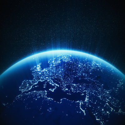 Glowing Blue Globe by Imaginima
