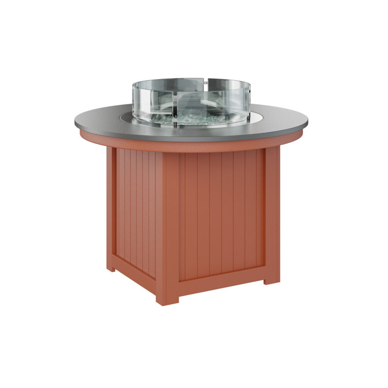Foyer de table rond Berlin Donoma, H 37 po x l 44 po x P 44 po, Plateau martelé en acier inoxydable avec base ora