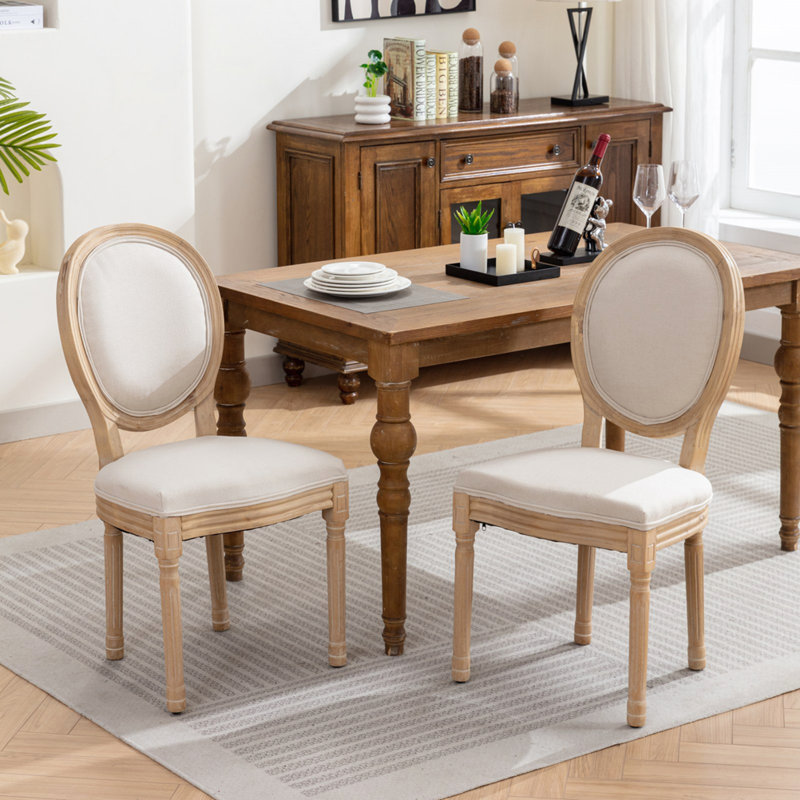 Ensemble de 2 chaises de salle à manger style français, Beige