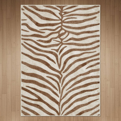 Albertslund Zebra Stripe Machine Washable Area Rug